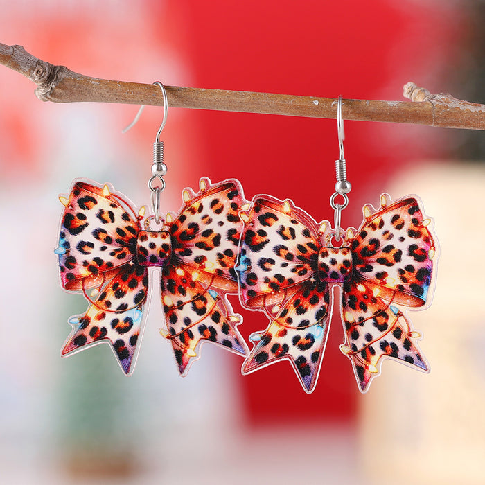 Wholesale Christmas light bow acrylic western-style earrings