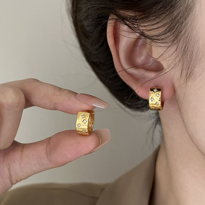 Wholesale C-shaped zircon starry sky Statemente Earrings