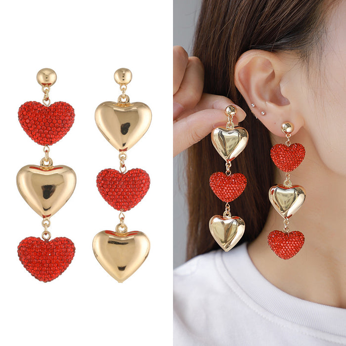 Wholesale Red Heart Diamond Earrings and Necklace Combination Set JDC-NE-KenJie014