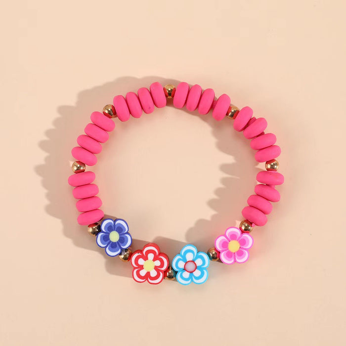 Wholesale Flower Fruit Soft y Bracelet  Simple Pink Princess Acrylic Beaded Handmade Material