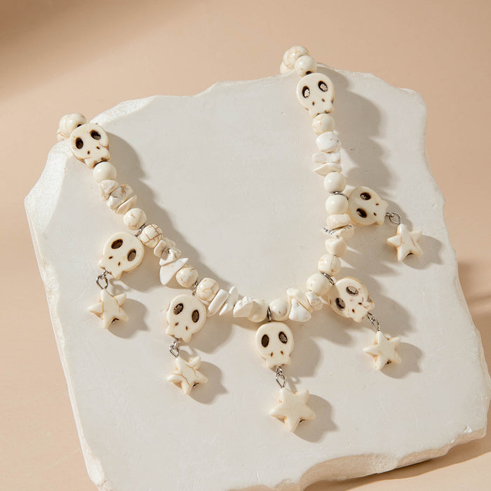 Wholesale Punk Style Skull Star Pendant Necklace Turquoise Vintage Accessory MOQ≥2