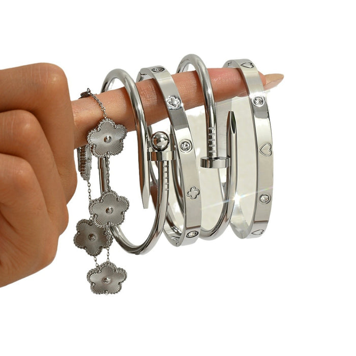 Wholesale Stainless Steel Gold-Tone Bracelet Set — Fade-Resistant