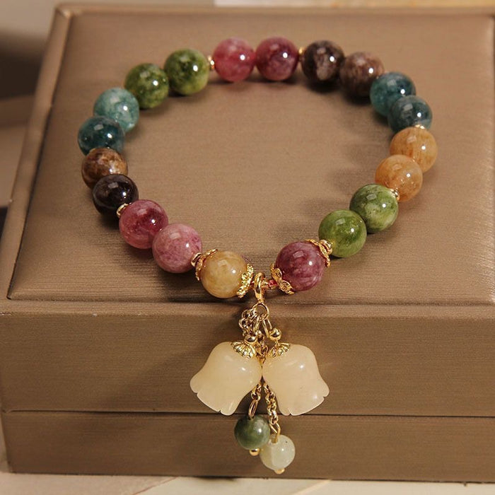 Wholesale Rainbow Lotus Colorful Bracelet with Orchid Pendant