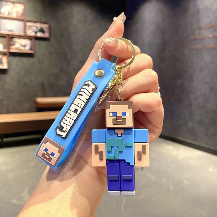 Wholesale Cartoon character PVC building block figurine keychains