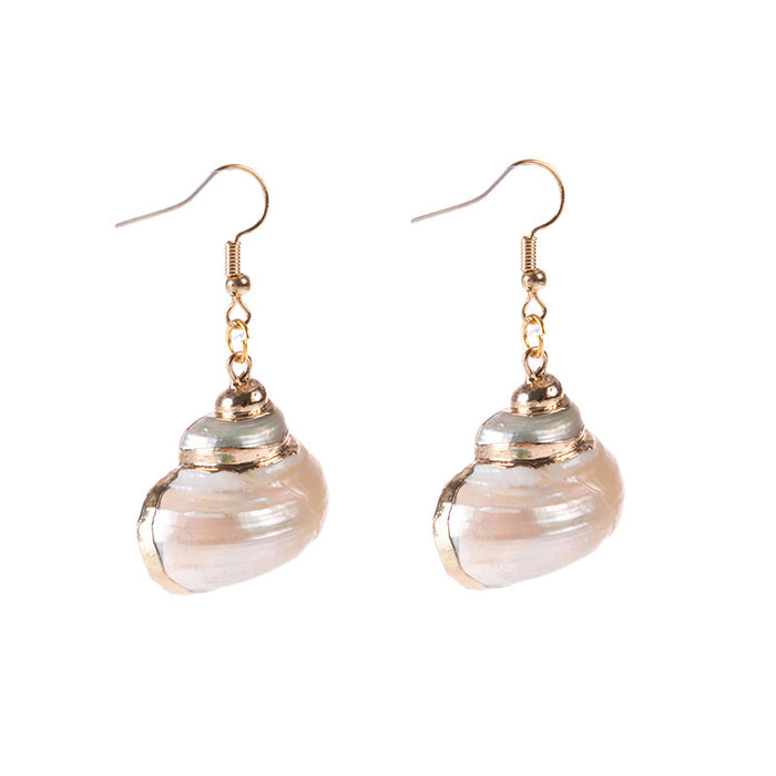 Wholesale New gold trimmed conch seashell earrings with multiple options to choose from