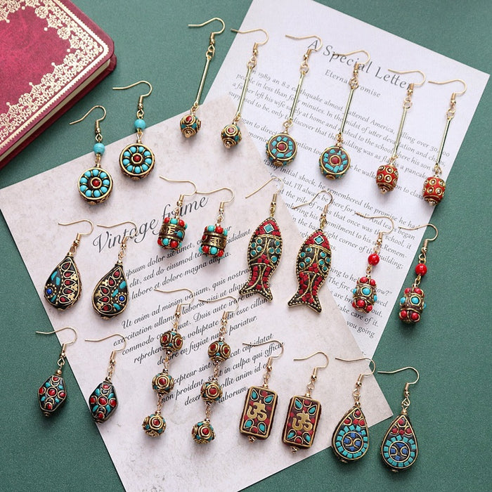 Wholesale Vintage Turquoise Earrings JDC-ES-Luox007