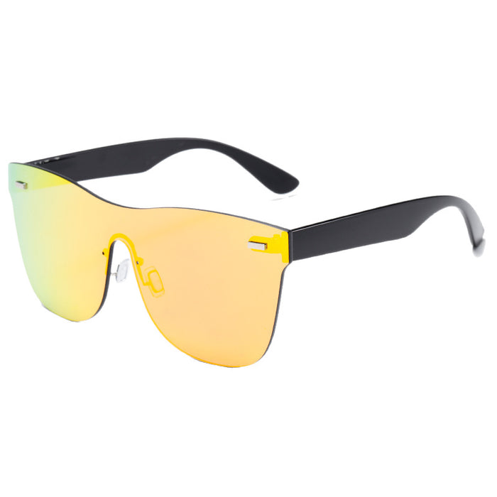 Wholesale Conjoined Sunglasses Colorful Reflective Mercury Windproof Sunglasses Large Frame Personalized Glasses