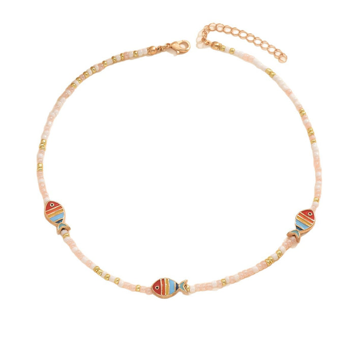 Wholesale Jewelry colorful rice bead necklace