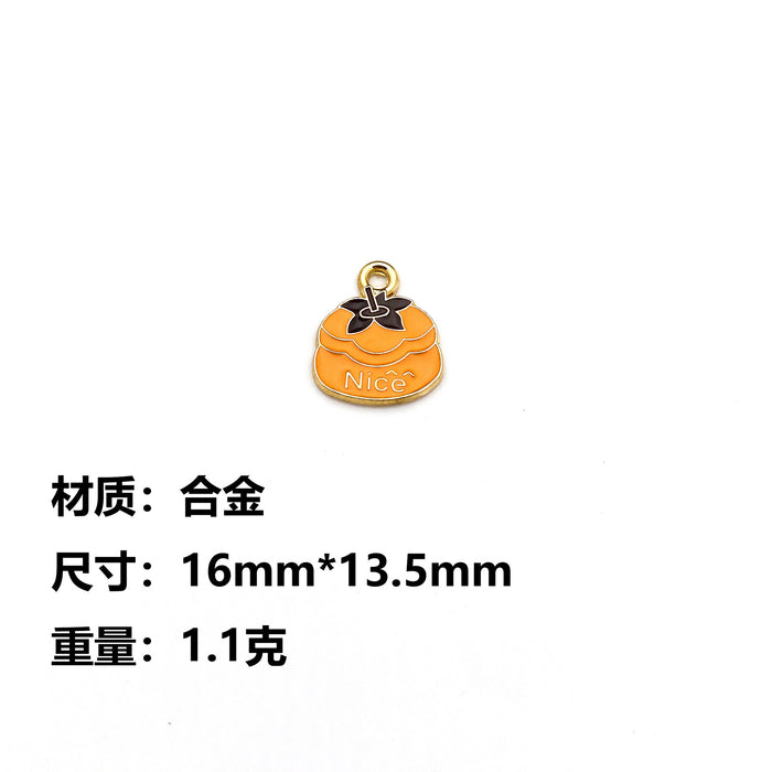 Wholesale 10pcs Cute Cartoon Fruit Letter DIY Alloy Oil Dropping Earrings Pendant Keychain Pendant Hand Rope Jewelry Accessories