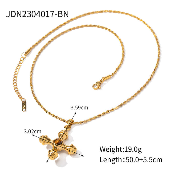 Wholesale 18K Gold Stainless Steel Cross Necklace JDC-NE-JD415