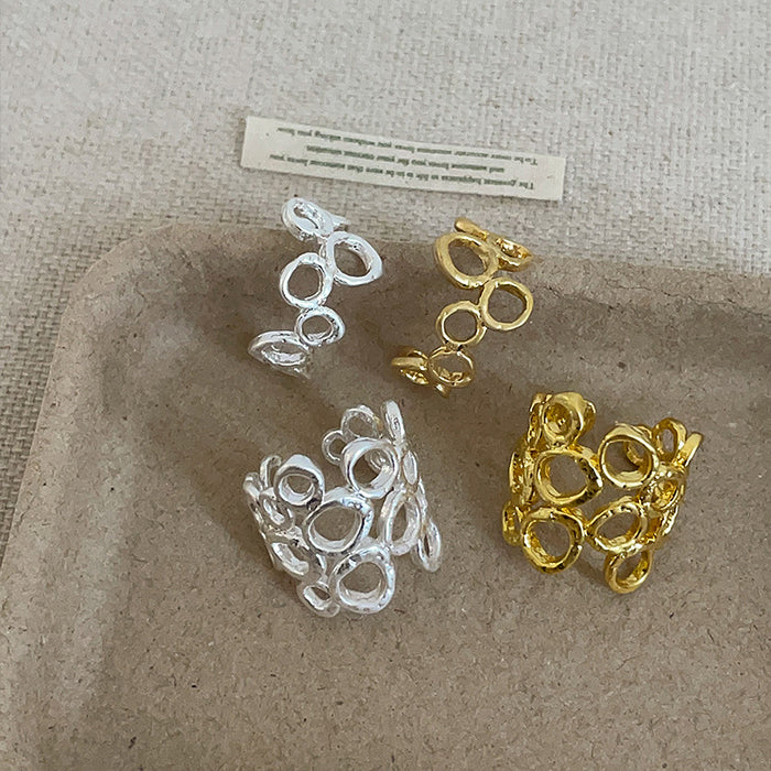 Wholesale Openwork Oval Floral Metal Ring