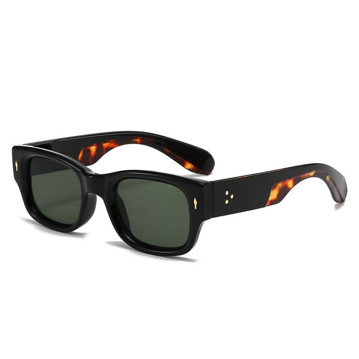 Wholesale Minimalist sunglasses with narrow frame, wide legs, personalized rice nail decoration, fashionable sunglasses