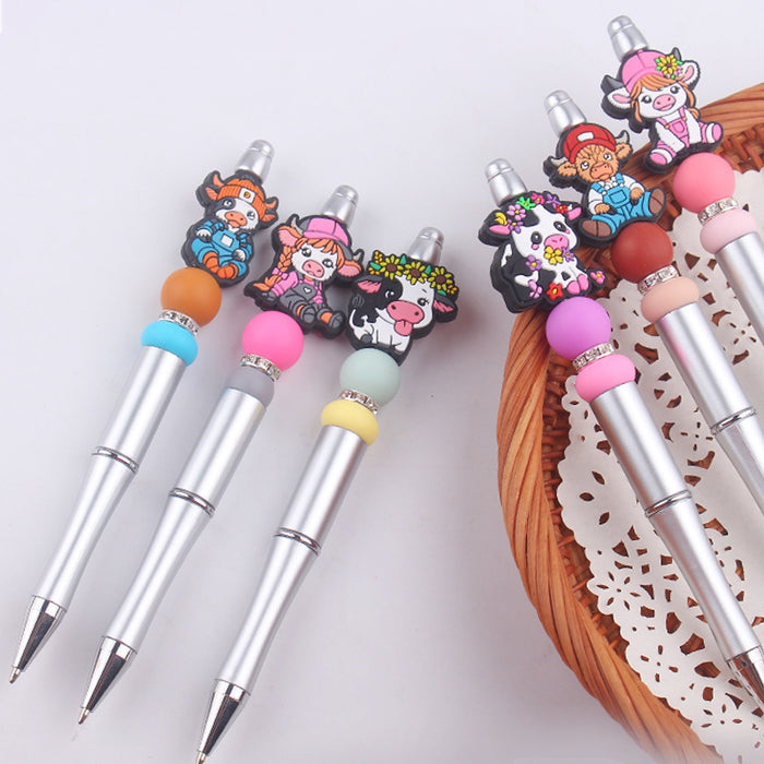 Wholesale Cartoon Cow Silicone Plastic Bead Pen JDC-PN-GuangTian006