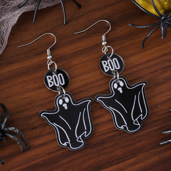 Wholesale  Gothic style black and white ghost splicing pendant earrings acrylic earrings