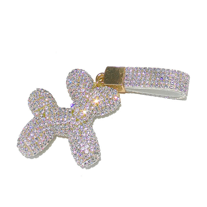 Wholesale Light Pink Diamond Inlaid 3D Cartoon Violent Bear Keychains JDC-KC-HC 002