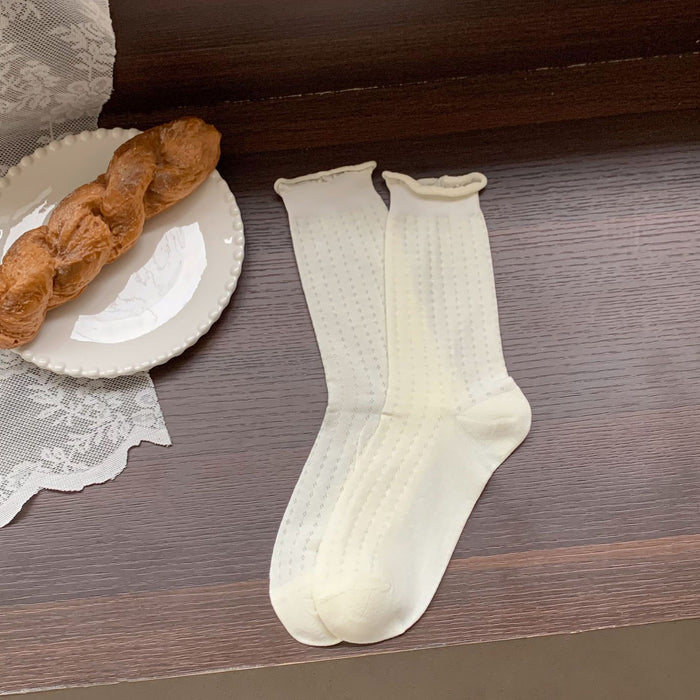 Wholesale Socks, mid tube socks, lace socks, hollowed out mesh stacking socks, sweat absorbing and breathable long socks