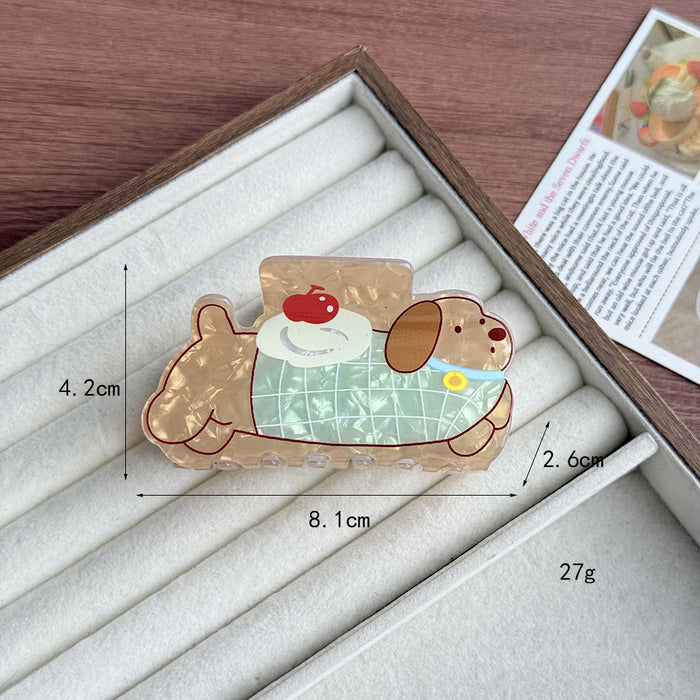 Wholesale Cute Pet Acetate Hair Claw Clip Gradient Cherry Puppy Design Everyday Styling Fashion Accessory