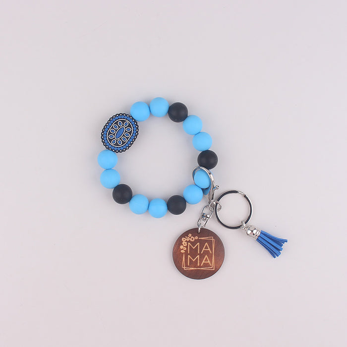 Wholesale Oval Gemstone Key Bracelet Silicone Keychain Gift Key Bracelet