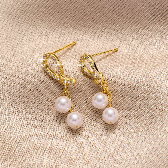 Wholesale Small niche design, rhinestone pearl earrings, earrings, high-end earrings, new temperament earrings, wholesale
