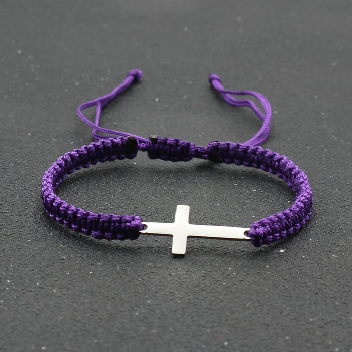 Wholesale Stainless Steel Cross Bracelet Hand Woven Couple Bracelet JDC-BT-SX003