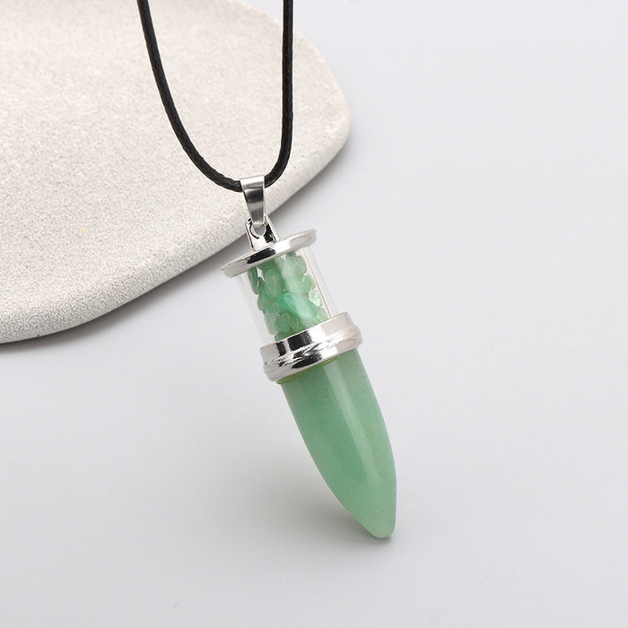 Wholesale Bullet shaped pendant necklace with inlaid embellishments