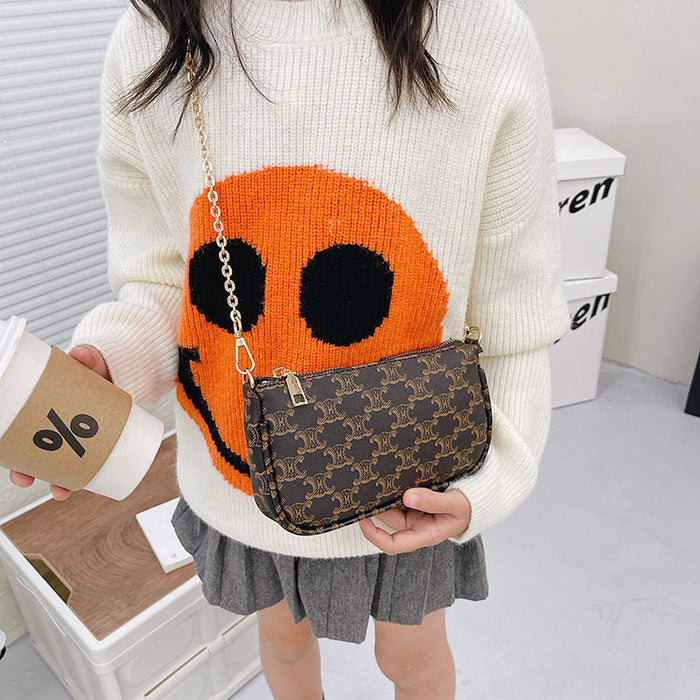 Wholesale Shoulder Bag PU Children's Simple Plaid Chain Diagonal Span JDC-SD-GanD001