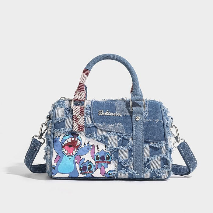 Wholesale Autumn and Winter New Contrast Color Cartoon Stitch Denim Bag Hole Stitching Crossbody Handbag