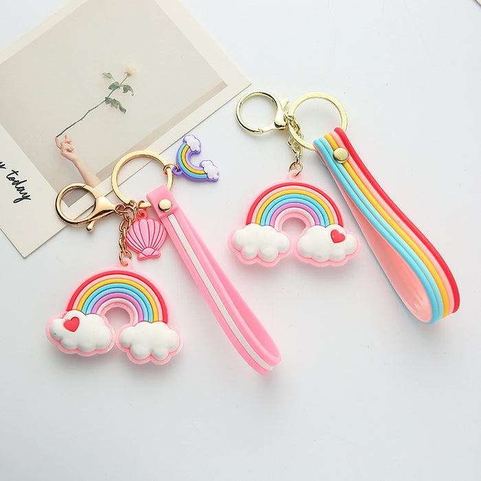 Wholesale  Keychain Cute Bell Rainbow Cloud Pendant Couple Bag Hanging Jewelry