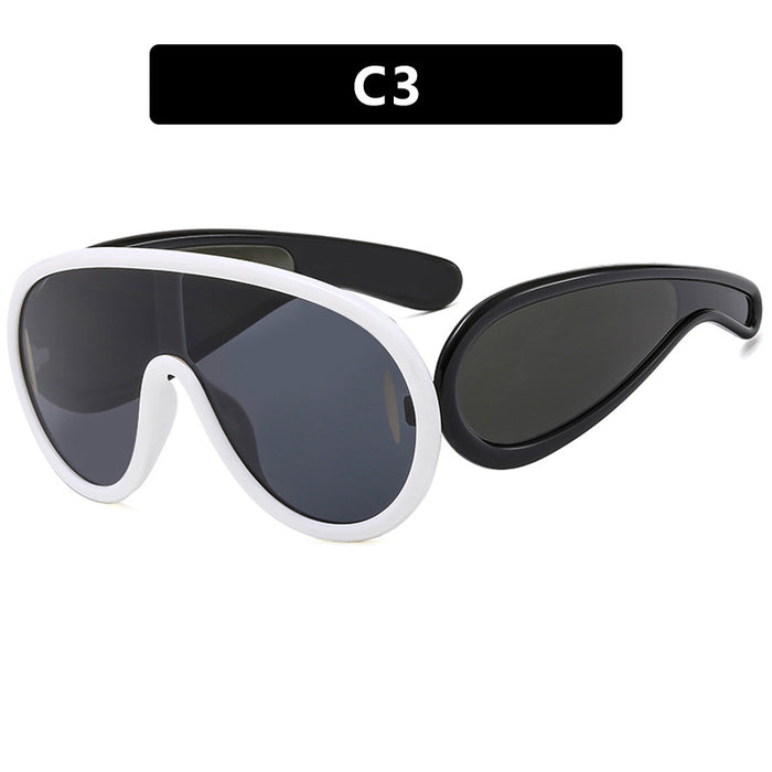 Wholesale Personalized large frame one-piece sunglasses, fashionable and trendy sunglasses