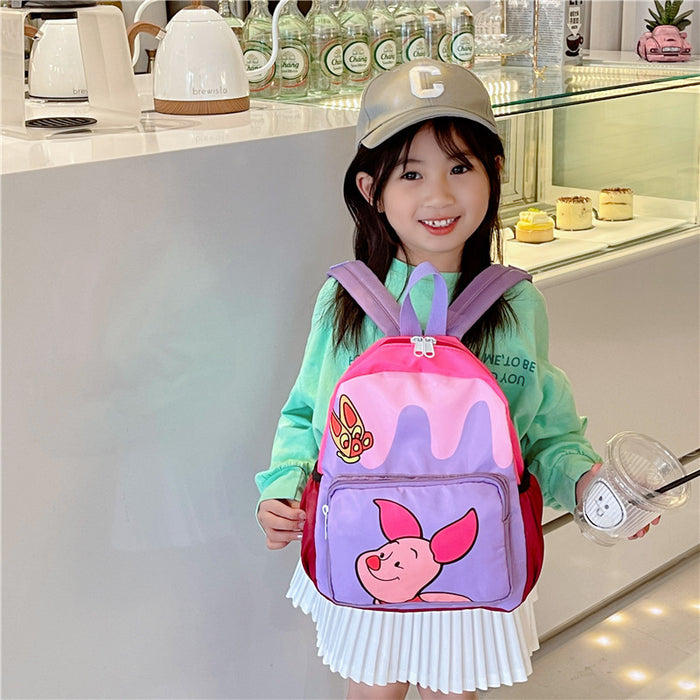 Wholesale Children' s cartoon pattern color-blocked Oxford cloth backpack