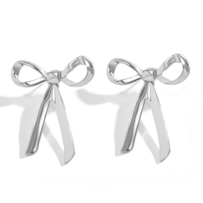 Wholesale Butterfly knot earrings, niche metal ribbon knotted simple earrings