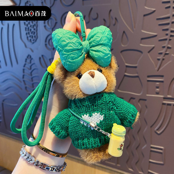 Wholesale Cartoon Plush Crossbody Water Cup Bear Plush Doll Keychain Bear Doll Keychain Bag Hanging