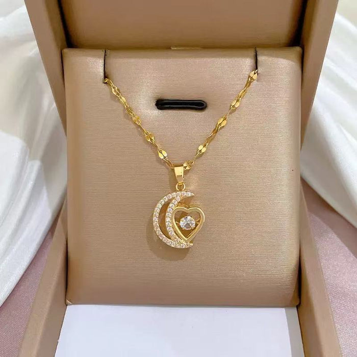 Wholesale Star and Moon Luxury Diamond Clavicle Necklace