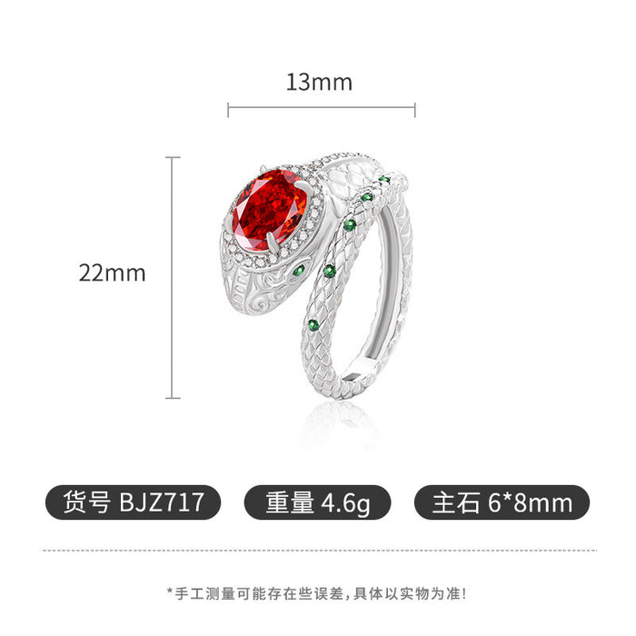 Wholesale Real Gold Plated Copper Geometric Snake Ring with High Carbon Diamond Fashion Jewelry Gift