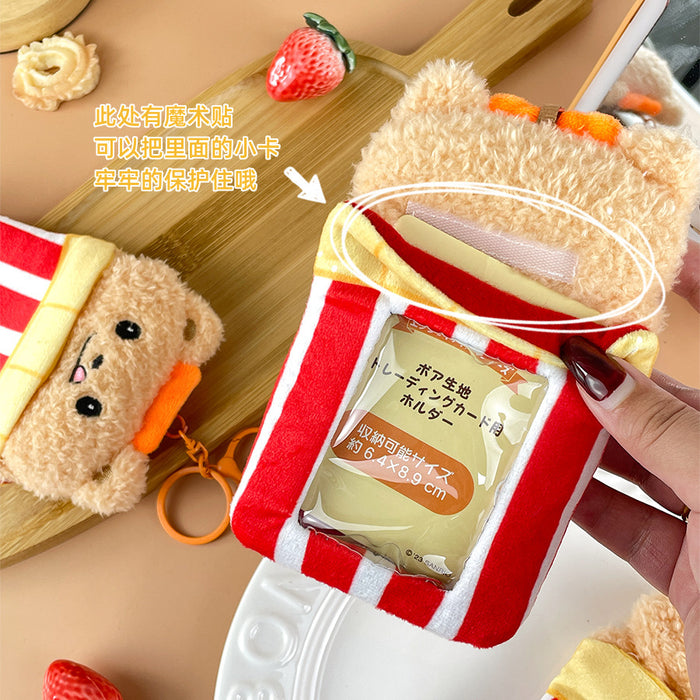 Wholesale Little Bear Plush Card Set French Fries Bear Rice Card Photo Storage Protective Set Small Card Pendant