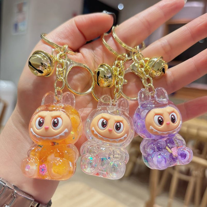 Wholesale acrylic rab cloth quicksand key chain pendant  key chain gift