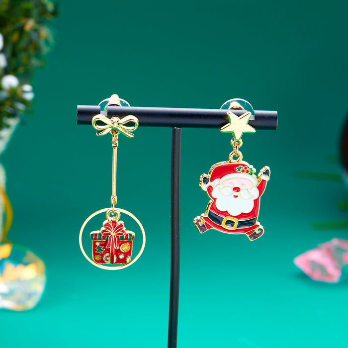 Wholesale Christmas Earrings  All-match Dropping Oil  Star Tassel Asymmetric Earrings