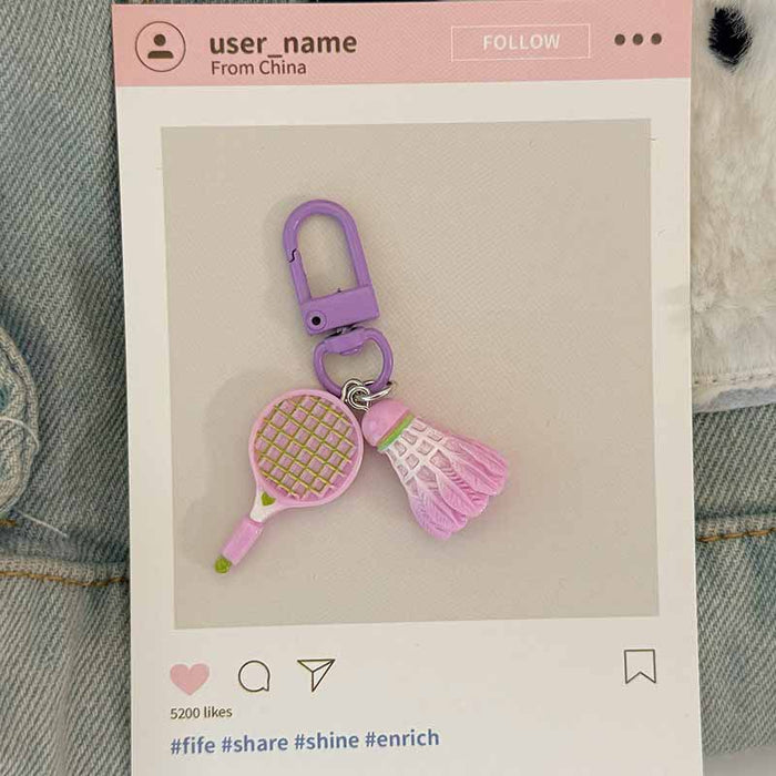 Wholesale Simulation badminton keychain cute pendant student couple gift creative key ring gift bag pendant