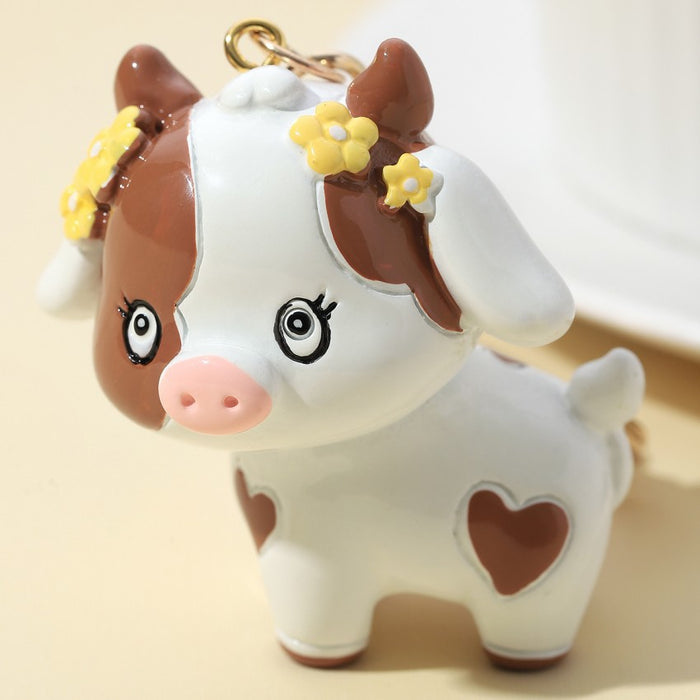 Wholesale Cartoon Cow Resin Keychain JDC-KC-RongRui047