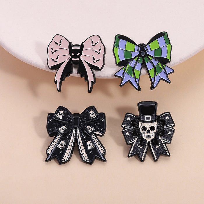 Wholesale Punk Dark Style Bow Brooch Zinc Alloy Lapel Pin Badge JK Skirt Decorative Gift