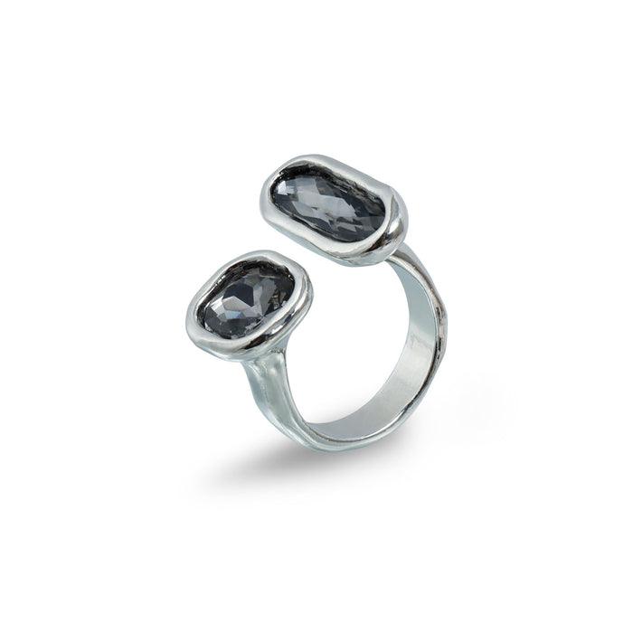 Wholesale Geometric Black Diamond Adjustable Ring