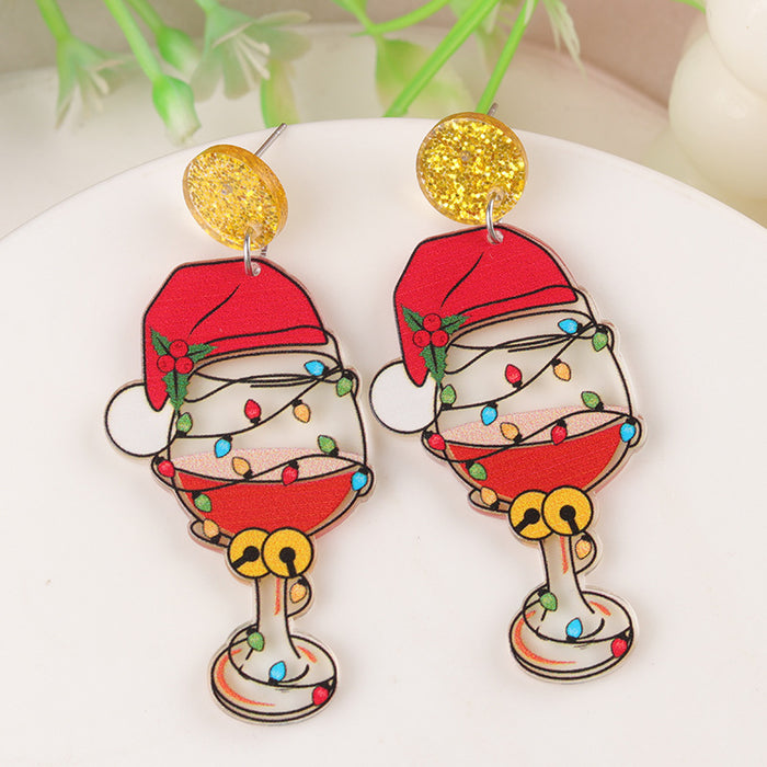 Wholesale Cartoon Christmas Series Elk Gloves Acrylic Earrings Exaggerated Design Earrings
