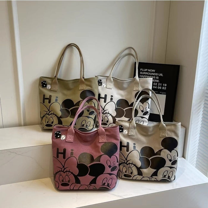 Wholesale Cartoon Canvas Bag Thickened New Style Large Capacity Handbag Commuting Shoulder Tote