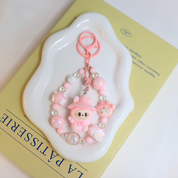Wholesale Flocking car keychain pendant cartoon cute clown doll bag pendant