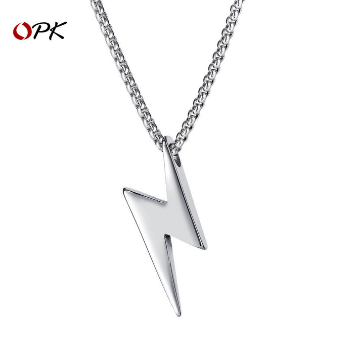 Wholesale Creative, fashionable and versatile lightning stainless steel men's necklace