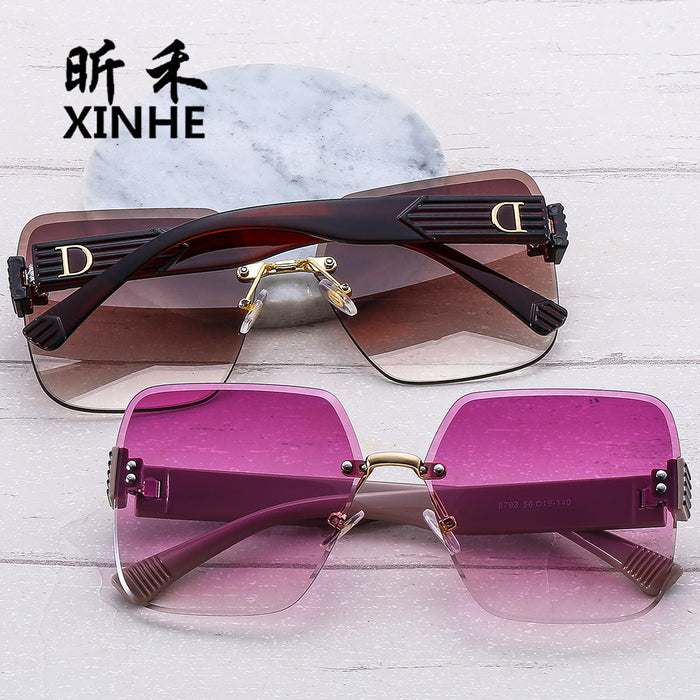 Wholesale Retro Square Metal Rimless Cut-Edge Sunglasses