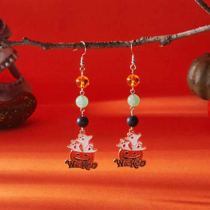 Wholesale Halloween Earrings Pumpkin Ghost Pendant Earrings Gothic Tassel Women's Earrings