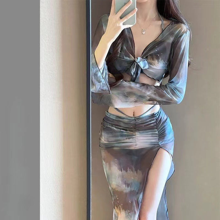 Wholesale Bikini 4-piece long skirt sexy slimming vacation soaking in hot springs