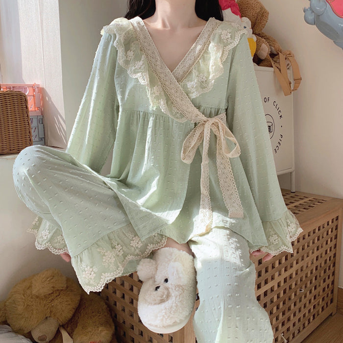 Wholesale Pajama long sleeved set, retro kimono, high-end home wear