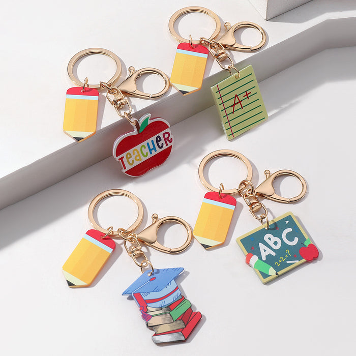 Wholesale Graduation Pencils Acrylic Keychain JDC-KC-RongRui032